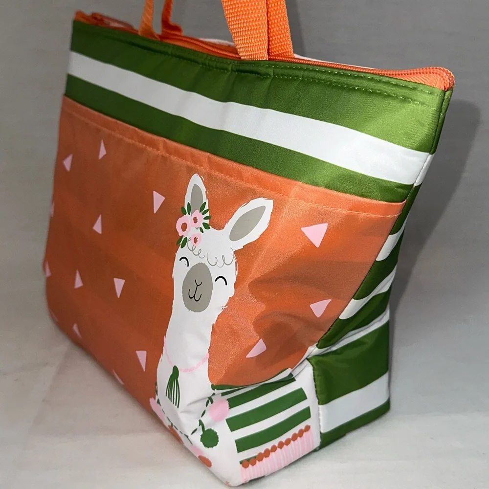 NWOT Thirty-One Thermal Insulated Tote Lunch Bag Llama Orange Green Cooler Bag